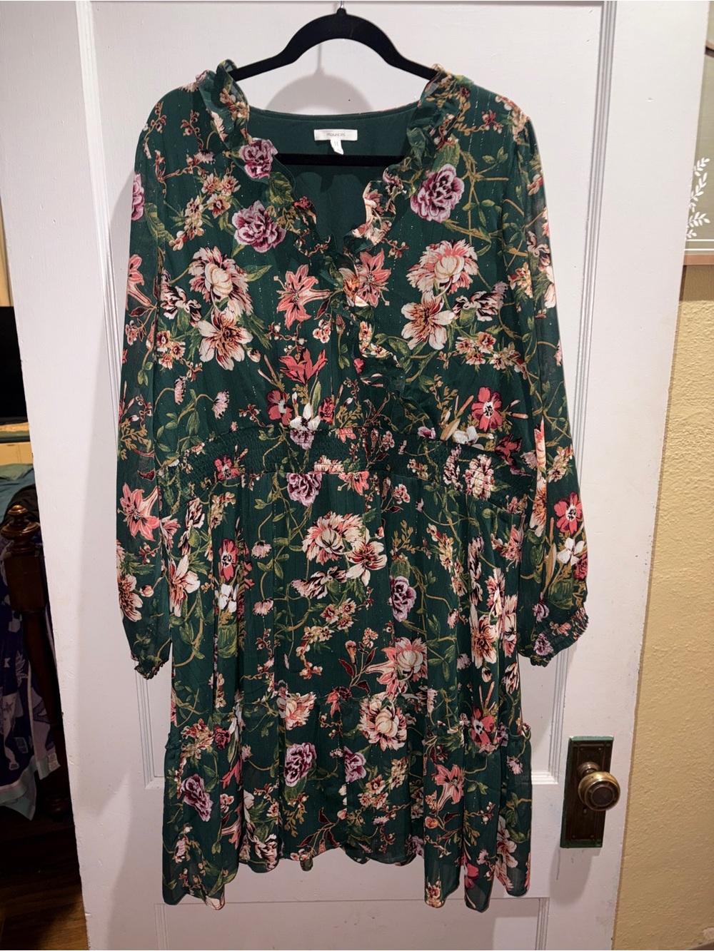 Maurices Green Floral-Accent Dress